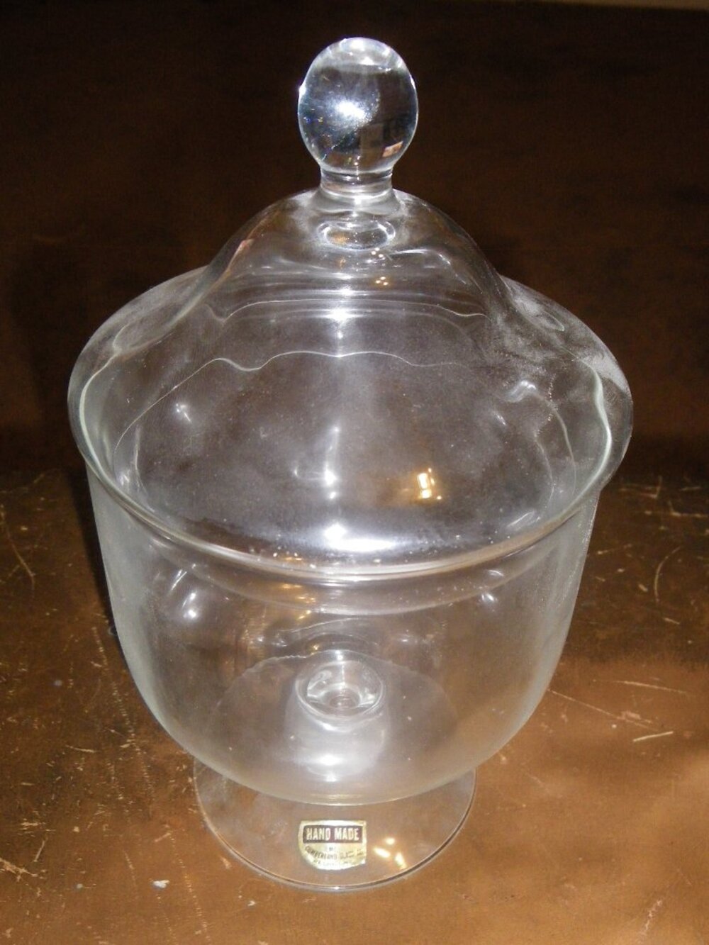 Vintage Glass Chalice w/ Lid Decor Hand Made Cumberland Glass Co. Mt. Savage MD